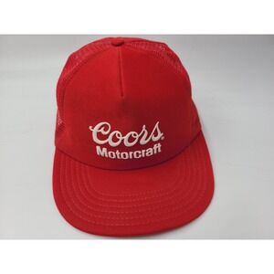 Vintage Coors Motorcraft Mesh Trucker Snapback Hat Cap NASCAR Racing Made in USA
